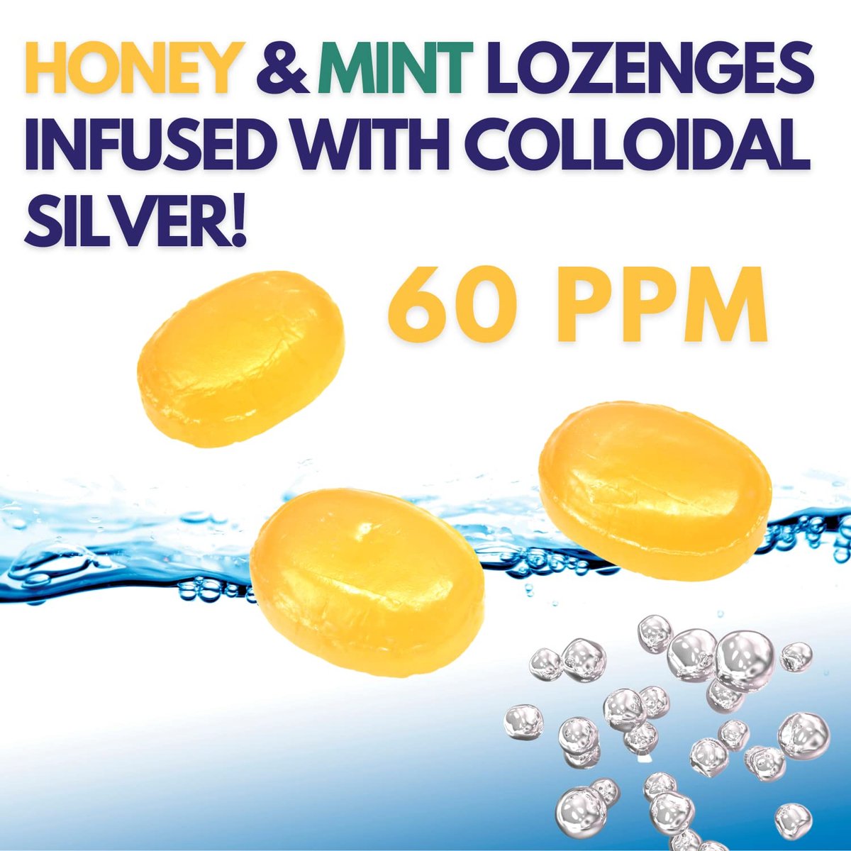 Silver Biotics Kolloidales Silber Lutschtabletten | 60 PPM Ag₄O₄ SilverSol | Immununterstützung + Halsberuhigende Lutschtabletten | Manuka Honig | 21 Stück