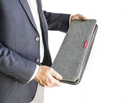 LeanTravel Krawatten-Etui für Reisen mit Aufbewahrungstasche für Manschettenknöpfe, Farbe Grau