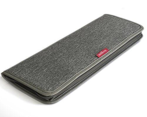 LeanTravel Krawatten-Etui für Reisen mit Aufbewahrungstasche für Manschettenknöpfe, Farbe Grau