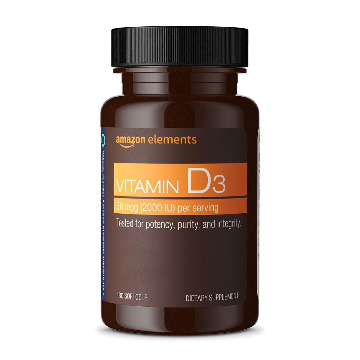 Vitamin D3 2000 IE – 180 Weichkapseln, 6-Monatsvorrat, unterstützt starke Knochen und das Immunsystem