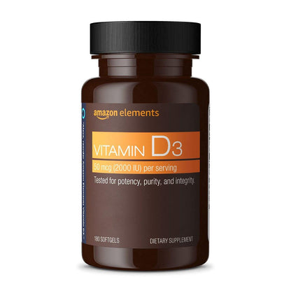 Vitamin D3 2000 IE – 180 Weichkapseln, 6-Monatsvorrat, unterstützt starke Knochen und das Immunsystem