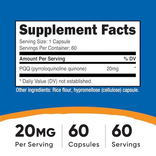 Nutricost PQQ (Pyrrolochinolinchinon) 20 mg, 60 Kapseln – Vegetarische Kapseln, Nicht-GVO, Glutenfrei