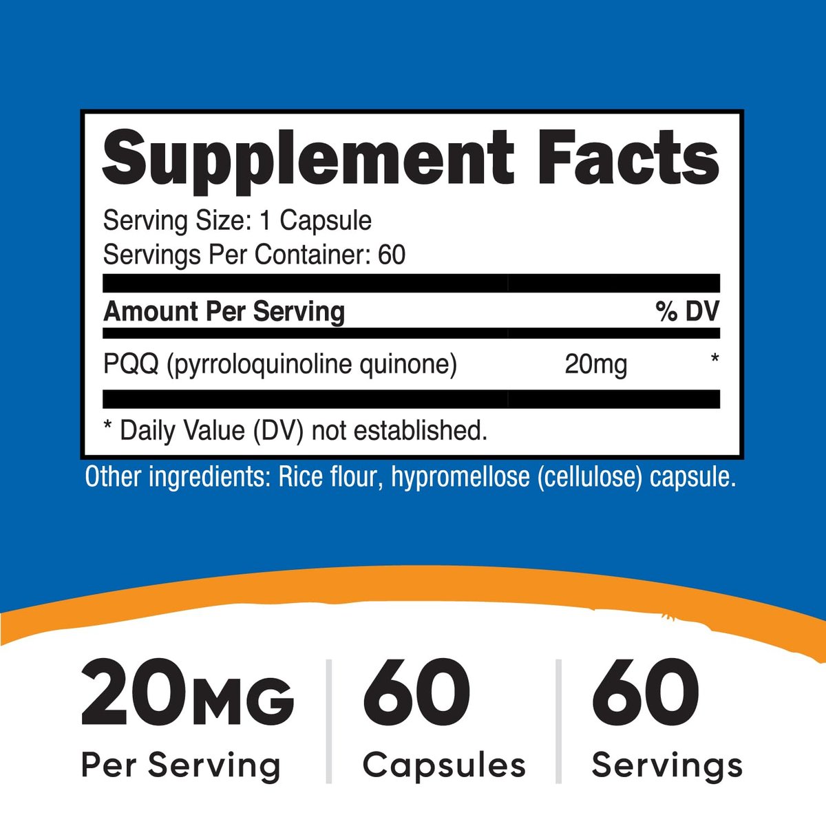 Nutricost PQQ (Pyrrolochinolinchinon) 20 mg, 60 Kapseln – Vegetarische Kapseln, Nicht-GVO, Glutenfrei