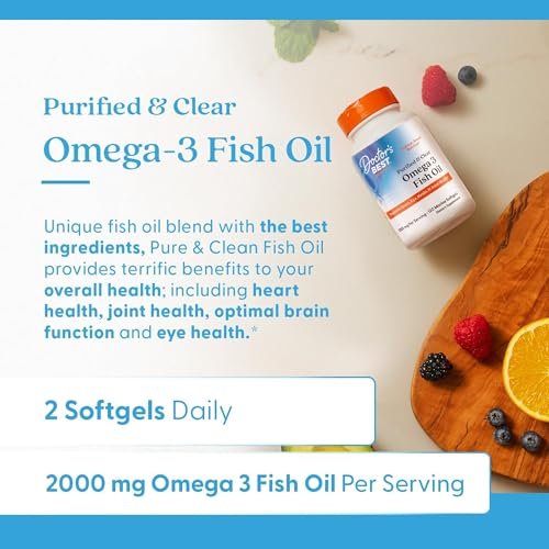 Doctor's Best Omega 3 Fischöl Kapseln für Frauen & Männer – Hochdosiert 2000 mg, DHA, EPA & Omega-3-Fettsäuren, gereinigt, Herzunterstützung, Non-GMO, glutenfrei – 120 Softgels