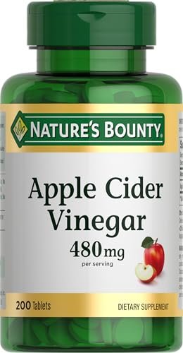 Nature's Bounty Apfelessig 480 mg Kapseln, pflanzliches Nahrungsergänzungsmittel, 200 Tabletten