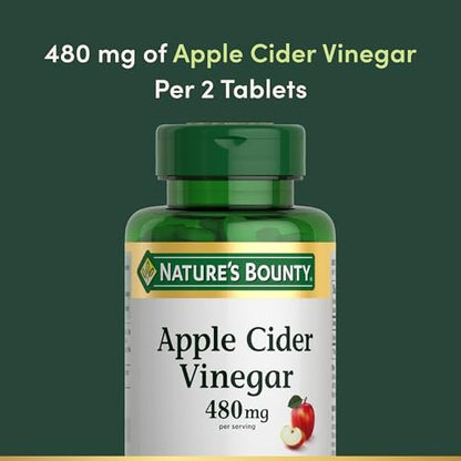 Nature's Bounty Apfelessig 480 mg Kapseln, pflanzliches Nahrungsergänzungsmittel, 200 Tabletten