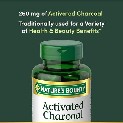 Nature's Bounty Aktivkohle 260 mg, 100 Kapseln, Nahrungsergänzungsmittel für einen gesunden Lebensstil