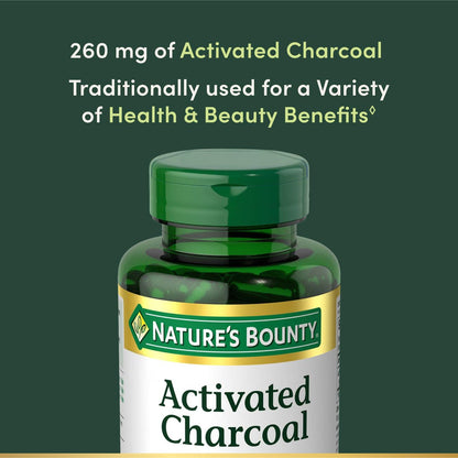 Nature's Bounty Aktivkohle 260 mg, 100 Kapseln, Nahrungsergänzungsmittel für einen gesunden Lebensstil