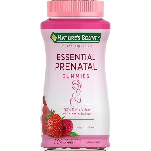 Nature's Bounty Optimal Solutions Essential Schwangerschafts-Gummibärchen mit Folsäure, Jod, Omega 3 und DHA, 50 Stück