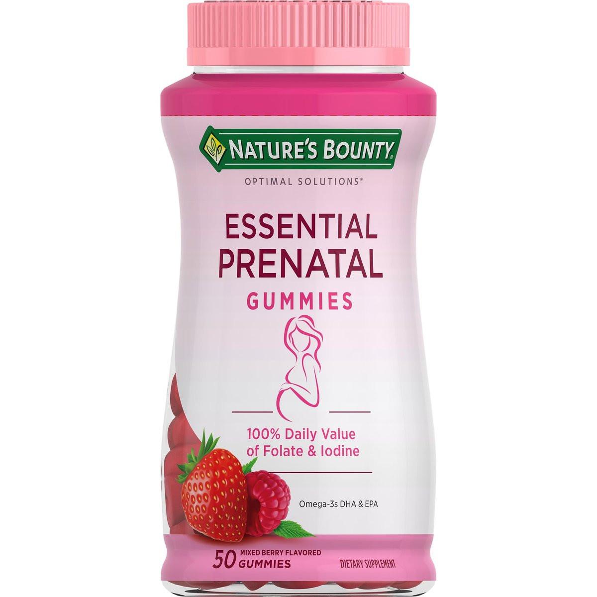 Nature's Bounty Optimal Solutions Essential Schwangerschafts-Gummibärchen mit Folsäure, Jod, Omega 3 und DHA, 50 Stück