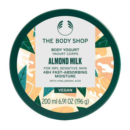 The Body Shop Mandelmilch Body Yogurt – 48h Feuchtigkeitsspender für empfindliche & trockene Haut, 100% vegan, 200 ml