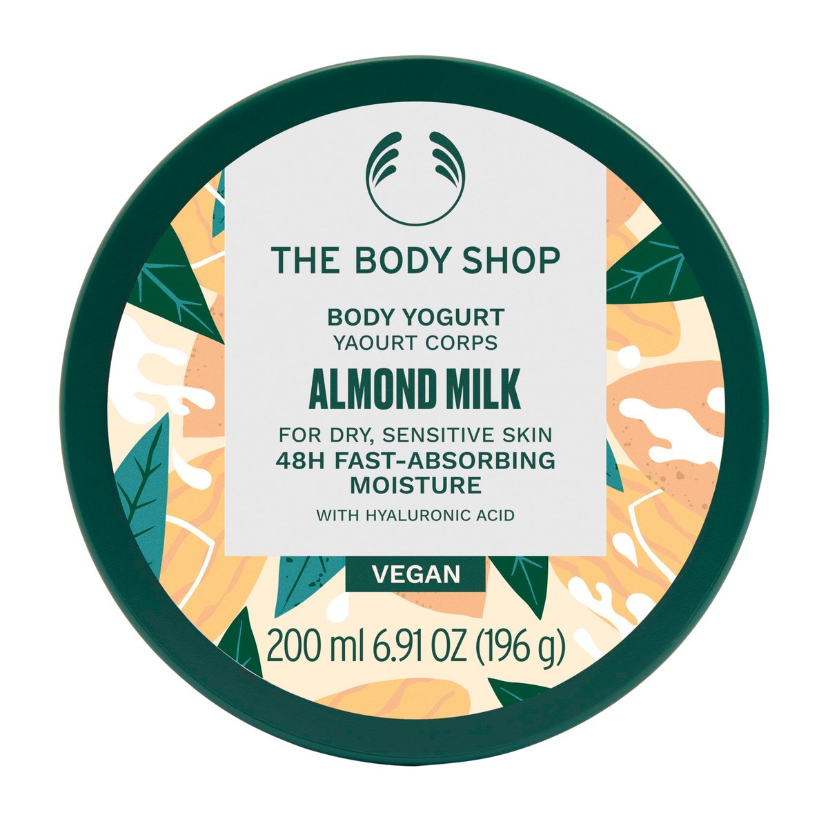 The Body Shop Mandelmilch Body Yogurt – 48h Feuchtigkeitsspender für empfindliche & trockene Haut, 100% vegan, 200 ml