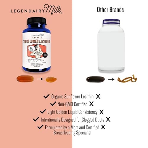 Legendairy Milk Sonnenblumen-Lecithin 1200 mg – Stillunterstützung, Nahrungsergänzungsmittel bei verstopften Milchgängen, hergestellt in den USA, 200 Softgels