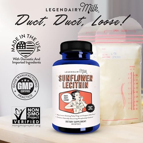 Legendairy Milk Sonnenblumen-Lecithin 1200 mg – Stillunterstützung, Nahrungsergänzungsmittel bei verstopften Milchgängen, hergestellt in den USA, 200 Softgels