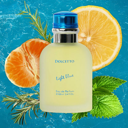 NovoGlow Dolcetto Light Blue Eau de Parfum für Männer 100 ml – Holzig-florale und aquatische Duftkomposition für den ganzen Tag