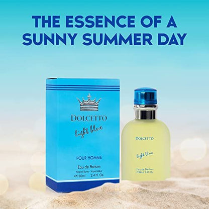NovoGlow Dolcetto Light Blue Eau de Parfum für Männer 100 ml – Holzig-florale und aquatische Duftkomposition für den ganzen Tag