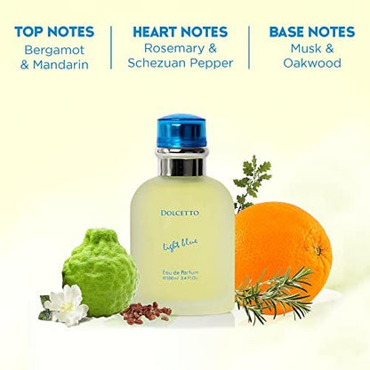 NovoGlow Dolcetto Light Blue Eau de Parfum für Männer 100 ml – Holzig-florale und aquatische Duftkomposition für den ganzen Tag