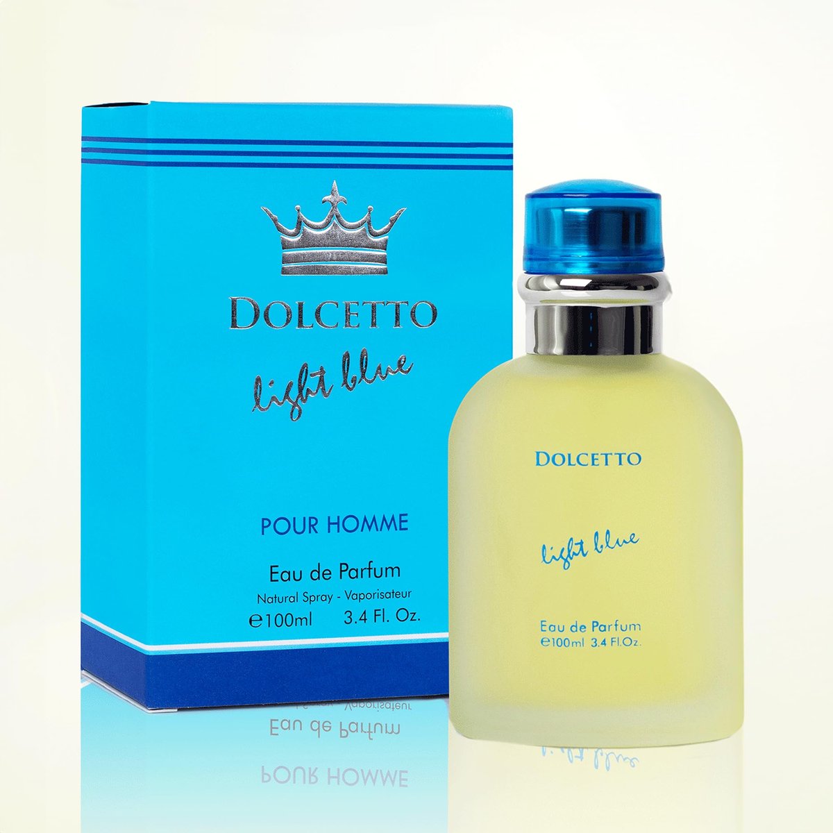 NovoGlow Dolcetto Light Blue Eau de Parfum für Männer 100 ml – Holzig-florale und aquatische Duftkomposition für den ganzen Tag