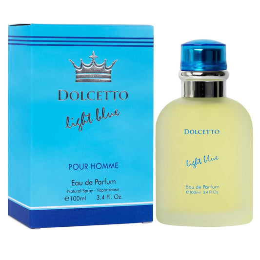 NovoGlow Dolcetto Light Blue Eau de Parfum für Männer 100 ml – Holzig-florale und aquatische Duftkomposition für den ganzen Tag