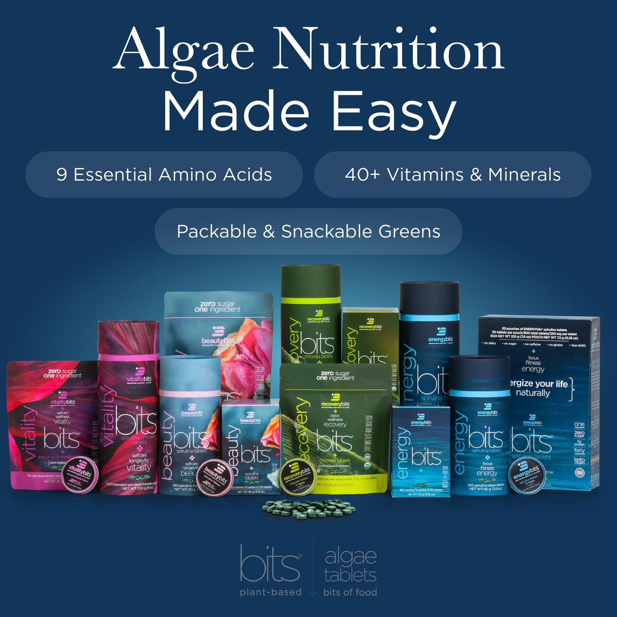 RECOVERYbits Bio-Chlorella Algen Tabletten – Superfood, reine Grünalge, hoher Protein- und Ballaststoffgehalt, Chlorophyll, aufgebrochene Zellwände, nicht bestrahlt, zur Stärkung des Immunsystems und Entgiftung, 60 Tabletten