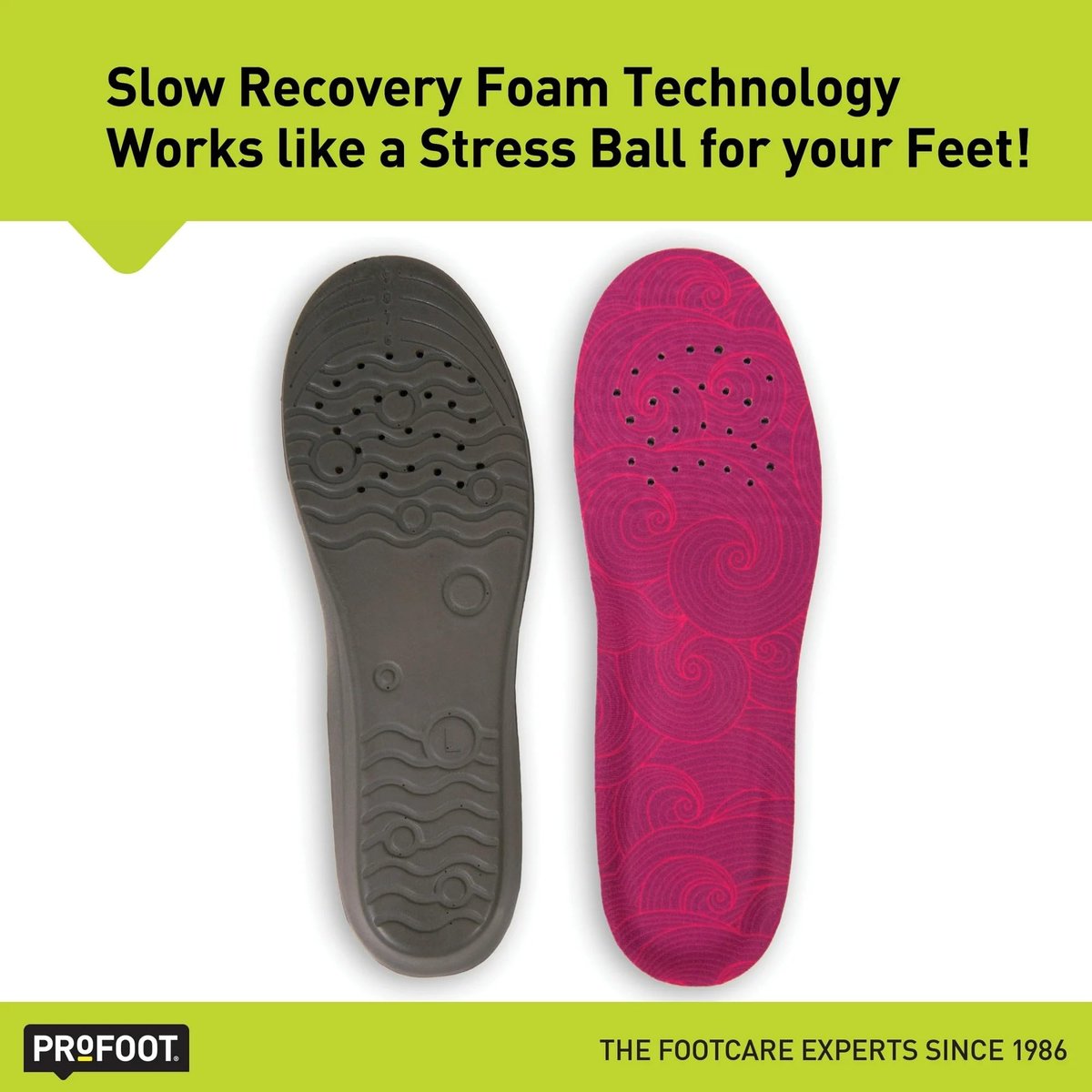 PROFOOT Stress Relief Einlegesohlen für Damen Größen 6-10 – Leichte Schaumstoffeinlagen mit druckentlastender Technologie für ganztägigen Komfort – 1 Paar