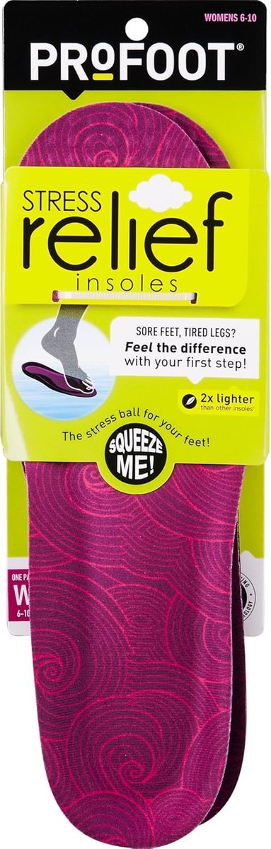 PROFOOT Stress Relief Einlegesohlen für Damen Größen 6-10 – Leichte Schaumstoffeinlagen mit druckentlastender Technologie für ganztägigen Komfort – 1 Paar