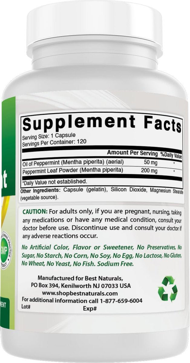 Best Naturals Pfefferminzöl 250 mg – 120 Kapseln (2er-Pack)