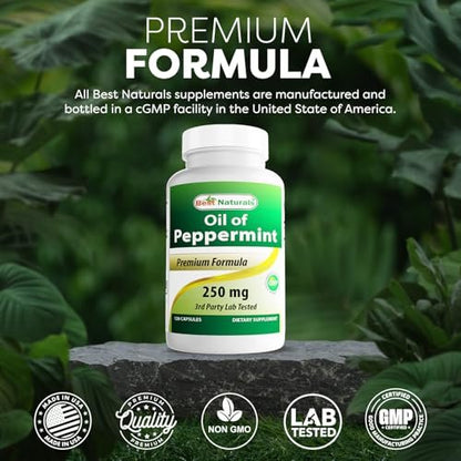 Best Naturals Pfefferminzöl 250 mg – 120 Kapseln (2er-Pack)