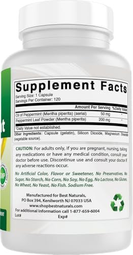 Best Naturals Pfefferminzöl 250 mg – 120 Kapseln (2er-Pack)