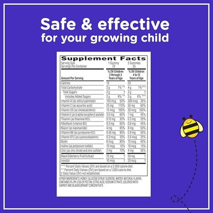 Zarbee's Komplette Multivitamin-Gummis für Kinder mit Immununterstützung, Kindervitamine mit Vitamin A, C, D3, E, B6, B12, Folsäure & B-Komplex, 70 Stück
