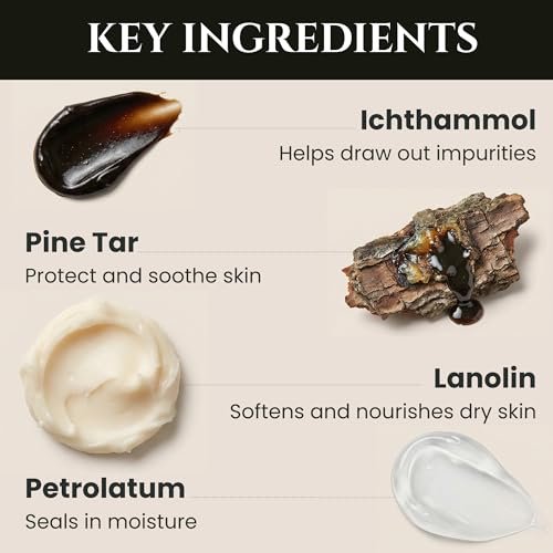 Legend's Creek Farm Heilsalbe mit 20% Ichthammol - Natürlicher Balsam für Stiche & Splitter - 1 Unze - Handgefertigt in den USA (Ichthammol Kiefernteer)