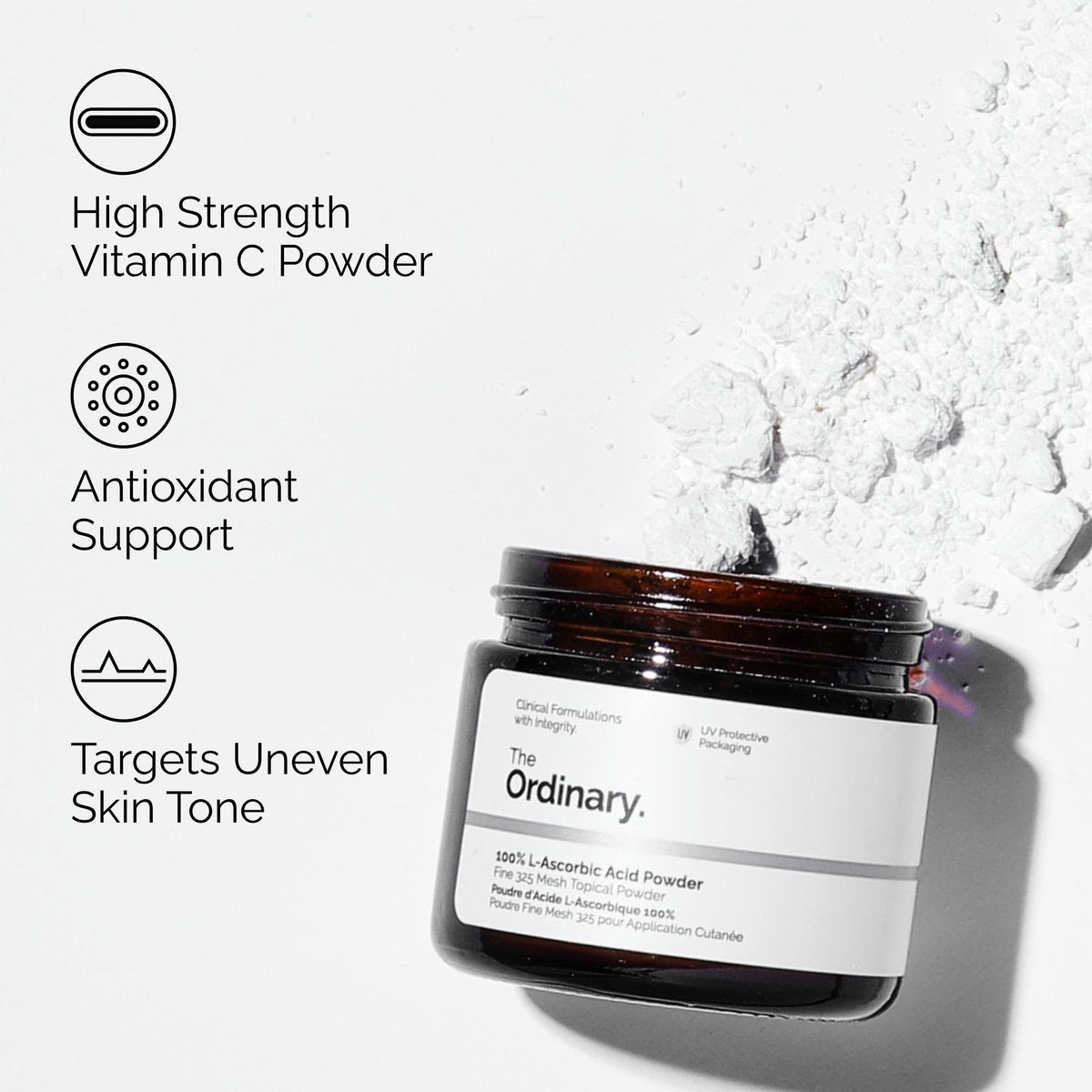 The Ordinary 100% L-Ascorbinsäure-Pulver – Vitamin-C-Behandlung gegen Hautalterung, 20 g
