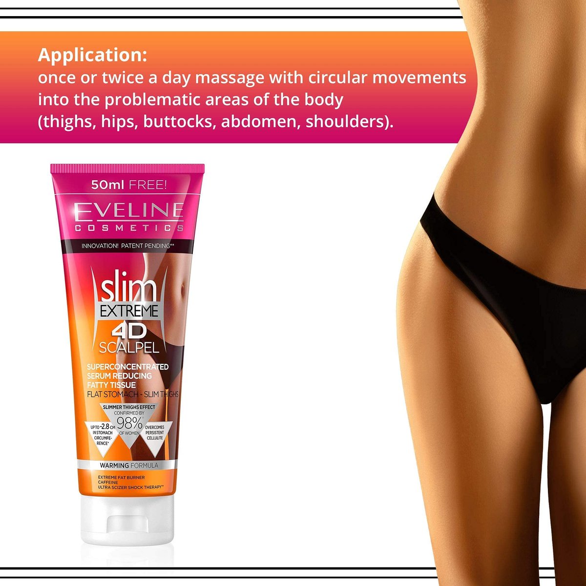Eveline Cosmetics Slim Extreme 4D Ultra-Konzentriertes Fettreduzierendes Serum mit SCALPEL SHAPE DESIGNER™ Technologie
