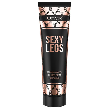 Onyx Sexy Legs Indoor Bräunungslotion mit Bronzer – Doppelter Bronzer für perfekt gebräunte Beine & schwer bräunbare Körperstellen – Schnell einziehende Formel & Anti-Orange-Technologie
