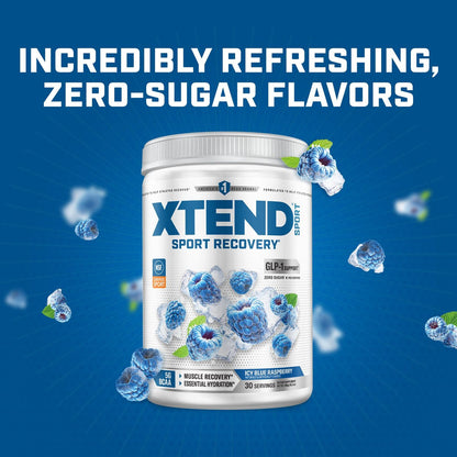 XTEND Sport BCAA Pulver Blauer Himbeer-Eis – Elektrolytpulver für Erholung & Hydration mit Aminosäuren – 30 Portionen