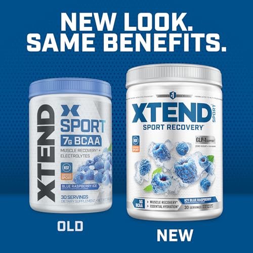XTEND Sport BCAA Pulver Blauer Himbeer-Eis – Elektrolytpulver für Erholung & Hydration mit Aminosäuren – 30 Portionen