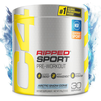 C4 Ripped Sport Pre Workout Pulver Arctic Snow Cone - Zuckerfreies Pre-Workout für Männer & Frauen mit Koffein & Gewichtsverlust - 30 Portionen