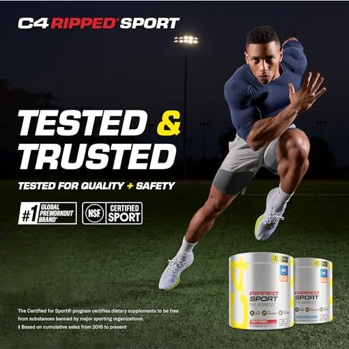 C4 Ripped Sport Pre Workout Pulver Arctic Snow Cone - Zuckerfreies Pre-Workout für Männer & Frauen mit Koffein & Gewichtsverlust - 30 Portionen
