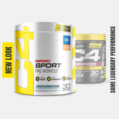 C4 Ripped Sport Pre Workout Pulver Arctic Snow Cone - Zuckerfreies Pre-Workout für Männer & Frauen mit Koffein & Gewichtsverlust - 30 Portionen