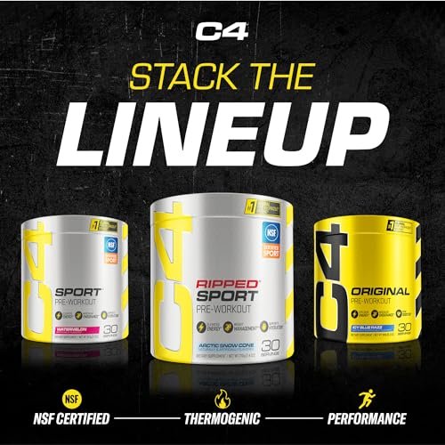 C4 Ripped Sport Pre Workout Pulver Arctic Snow Cone - Zuckerfreies Pre-Workout für Männer & Frauen mit Koffein & Gewichtsverlust - 30 Portionen
