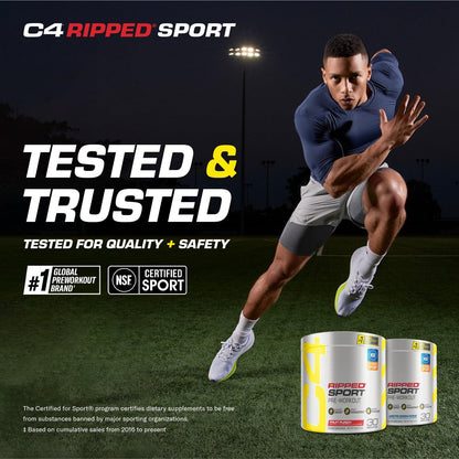 C4 Ripped Sport Pre Workout Pulver Arctic Snow Cone - Zuckerfreies Pre-Workout für Männer & Frauen mit Koffein & Gewichtsverlust - 30 Portionen