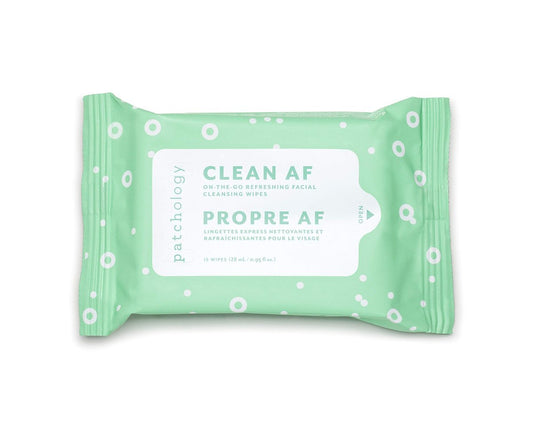Patchology Clean AF Gesichtsreinigungstücher – Erfrischende Reisetücher zum Entfernen von Schmutz und Öl – Make-up-Entferner für empfindliche und fettige Haut (1 Packung/15 Tücher)
