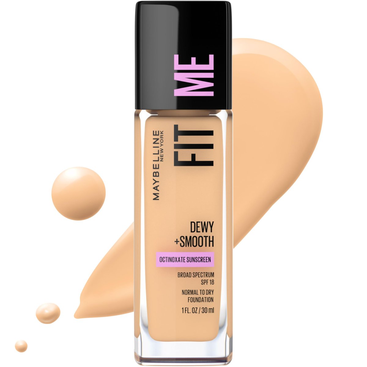 Maybelline Fit Me Dewy + Smooth Liquid Foundation Make-up, Farbton Warm Nude, 30 ml