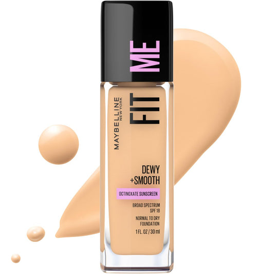 Maybelline Fit Me Dewy + Smooth Liquid Foundation Make-up, Farbton Warm Nude, 30 ml