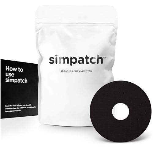 SIMPATCH – Universelles Klebepflaster, 0,8-Zoll-Loch (30er-Pack) – wasserdichtes CGM-Klebeband – Mehrere Farboptionen (Schwarz)