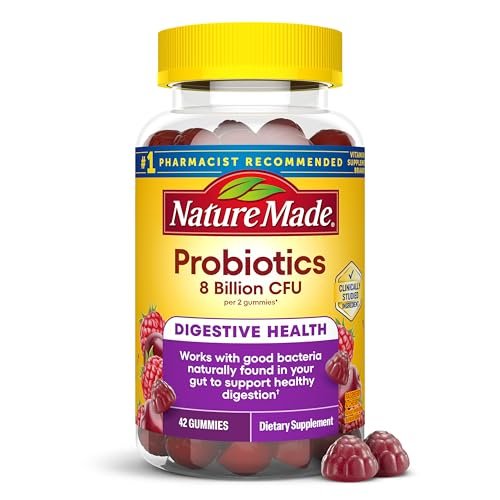 Nature Made Probiotika für Frauen und Männer – 8 Milliarden KBE pro 2 Gummis, 42 Probiotische Gummis, 21-Tage-Vorrat