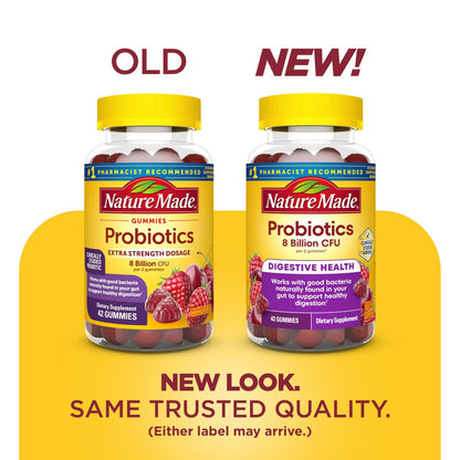 Nature Made Probiotika für Frauen und Männer – 8 Milliarden KBE pro 2 Gummis, 42 Probiotische Gummis, 21-Tage-Vorrat