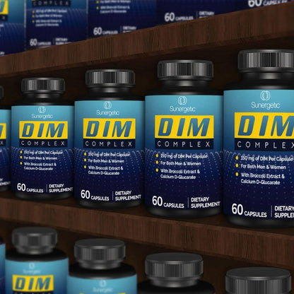 Sunergetic Premium DIM Komplex – 150 mg Diindolylmethan, Brokkoli, Calcium-D-Glucarat & Bioperin für Männer & Frauen – DIM-Komplex zur Unterstützung in den Wechseljahren & Hormonbalance – 60 Kapseln