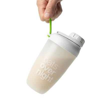 Oats Overnight Shaker Flasche – Auslaufsicherer Shakerbecher mit sicherem Schraubverschluss & Fülllinie, spülmaschinenfest – Mixbecher für Proteinshakes, Haferflocken, Frühstück unterwegs & Reisen