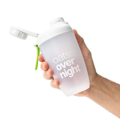 Oats Overnight Shaker Flasche – Auslaufsicherer Shakerbecher mit sicherem Schraubverschluss & Fülllinie, spülmaschinenfest – Mixbecher für Proteinshakes, Haferflocken, Frühstück unterwegs & Reisen